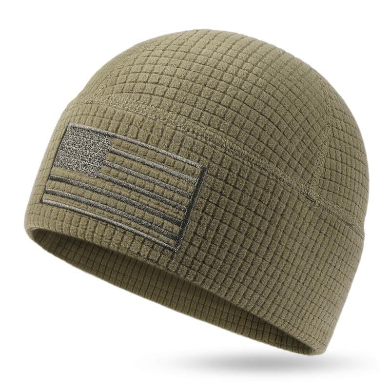 American Flag Embroidery Waffle Watch Cap