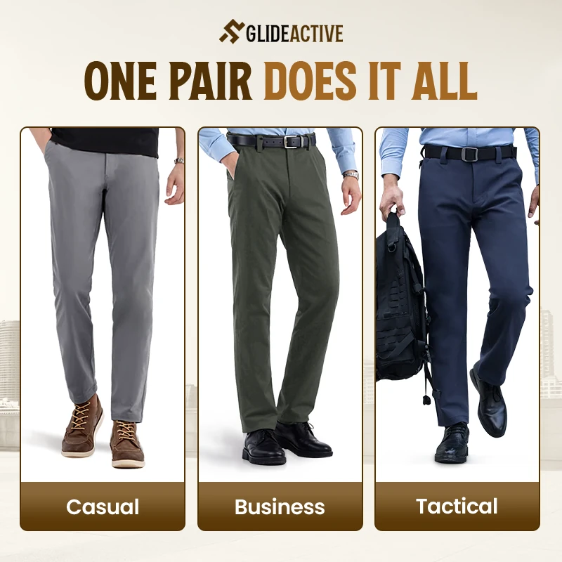 GlideActive - Men's Active Khaki Pants With Expandable Waistband