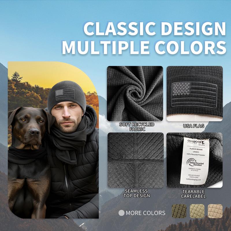 American Flag Embroidery Waffle Watch Cap