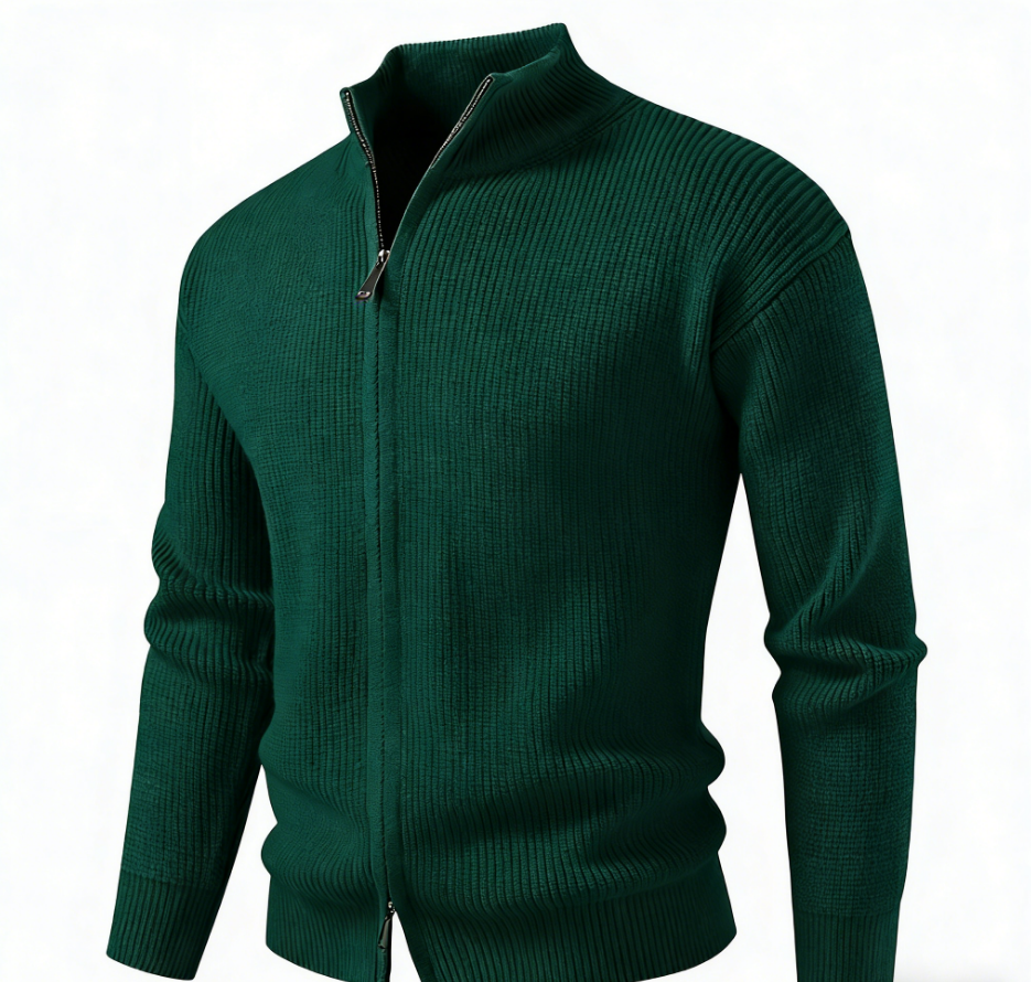 New men's knitted cardigan, warm business jacket.