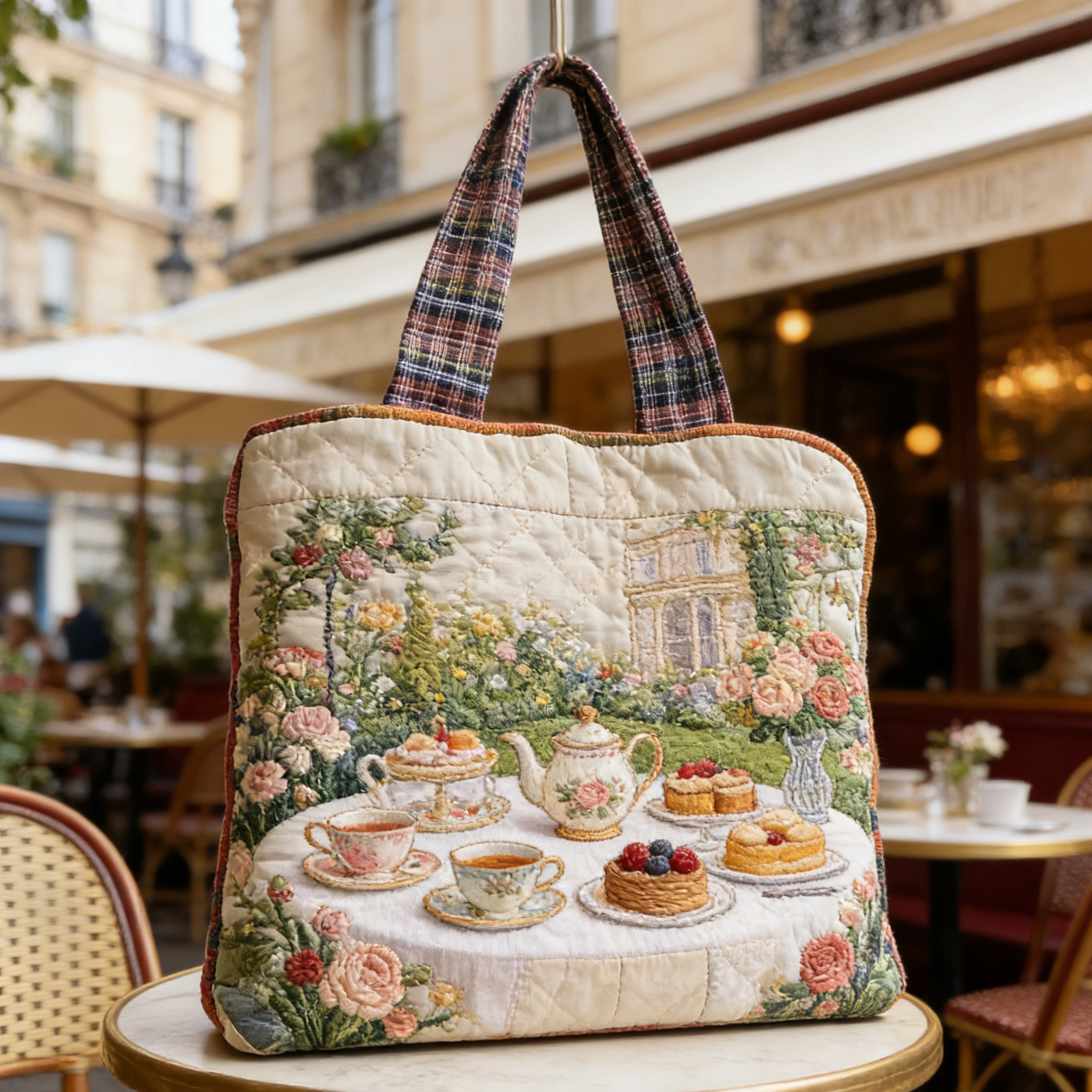 Parisian Tea Party Quilted Tote Bag OPB1423