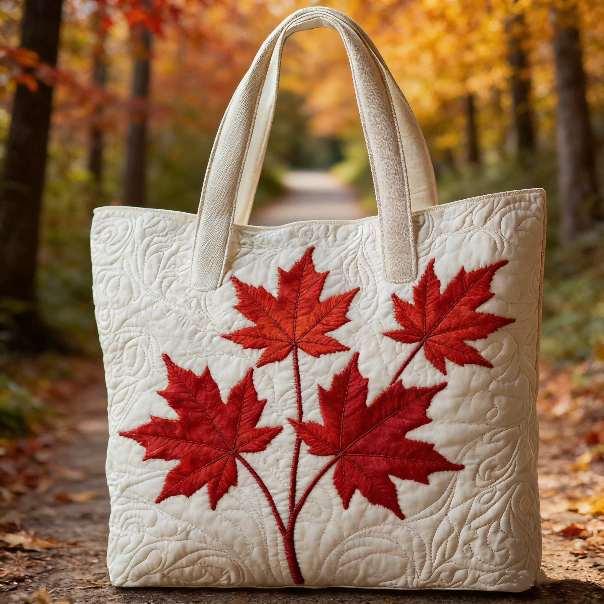 Autumn Maple Leaf Quilted Tote Bag DHF928