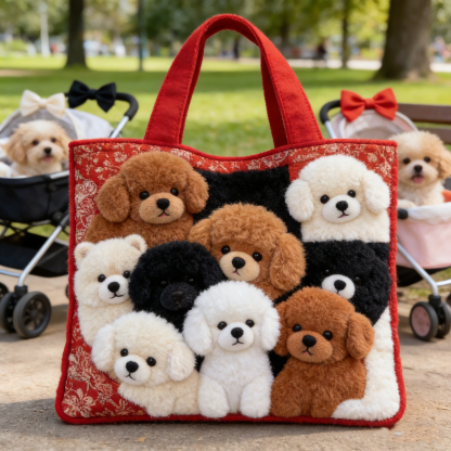 Dog Park Pet Embroidery Tote Bag