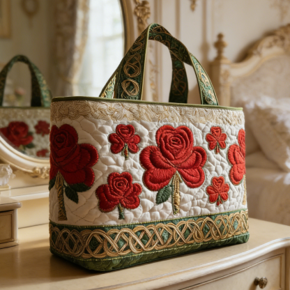 Celtic Rose & Clover Quilted Tote Bag NVK703