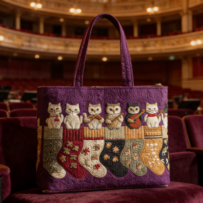 Christmas Cats & Owls Quilted Tote Bag GT00006