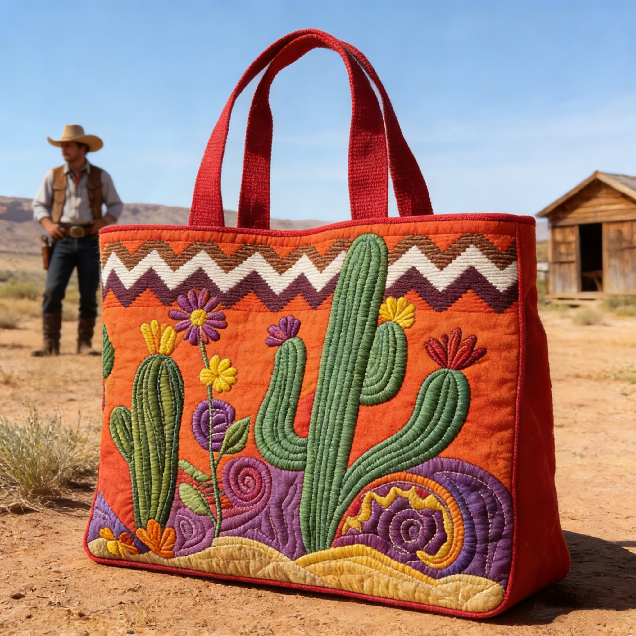Desert Cactus Quilted Tote Bag
