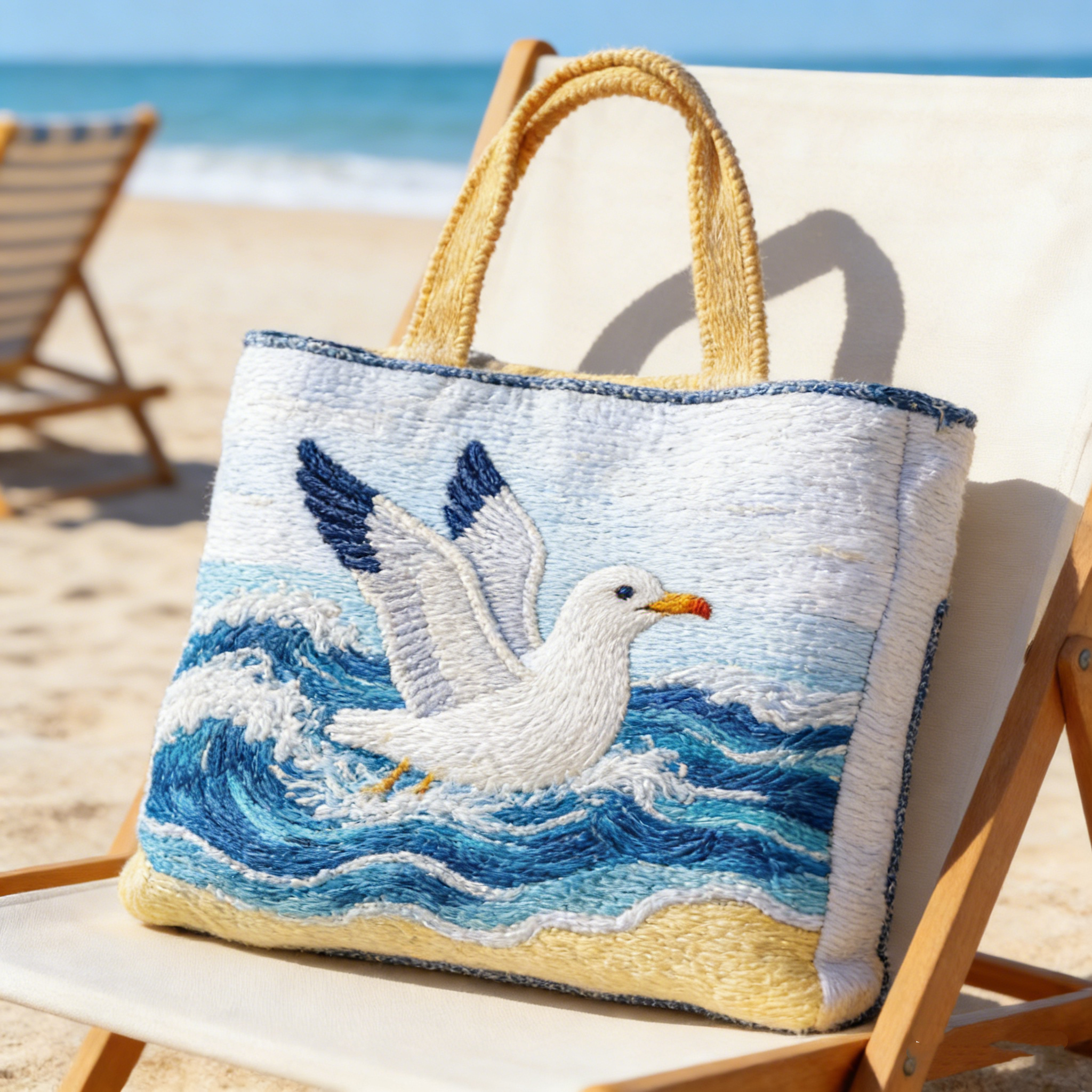  Coastal Seagull Quilted Tote Bag