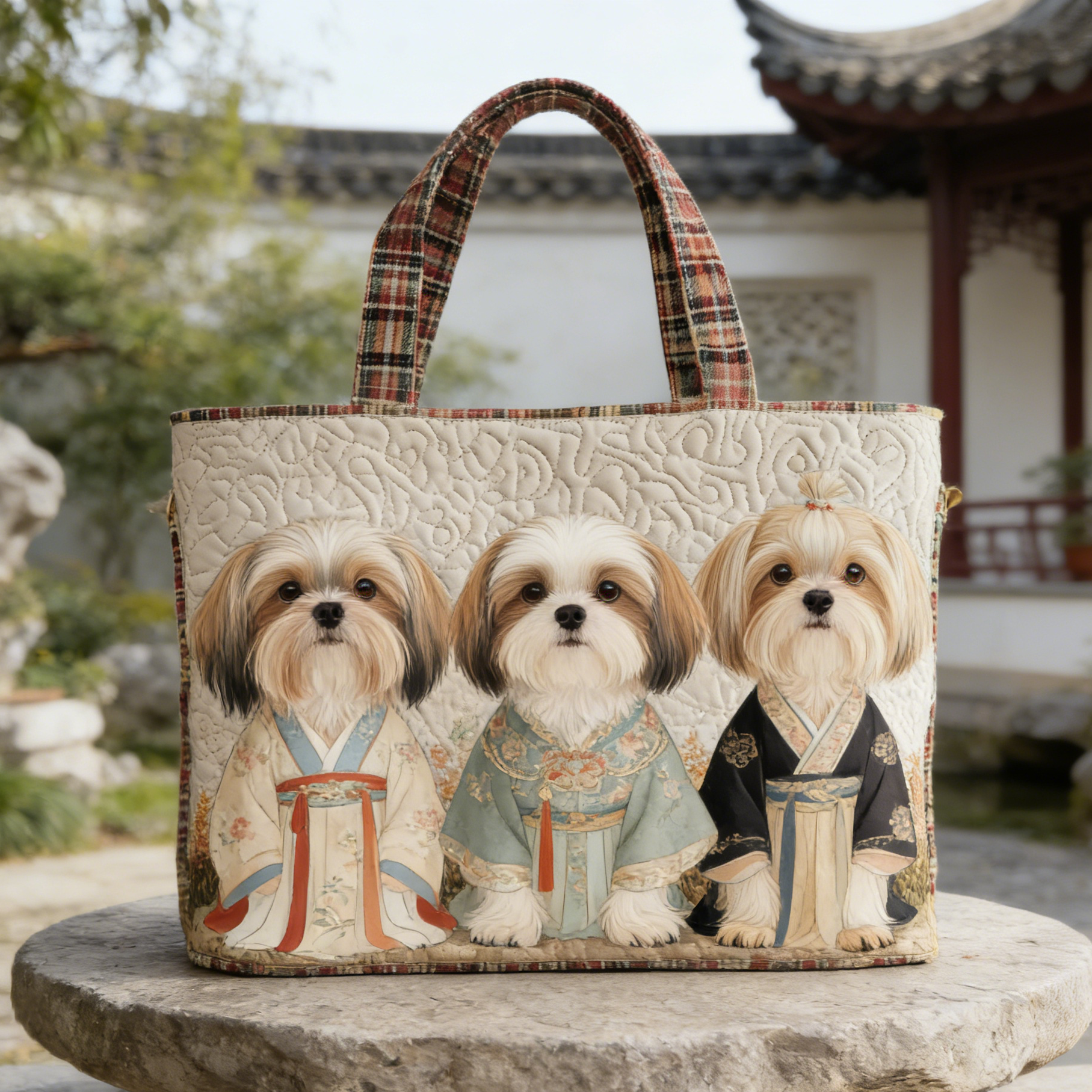 Shih Tzu in Hanfu Quilted Tote Bag LWSP193