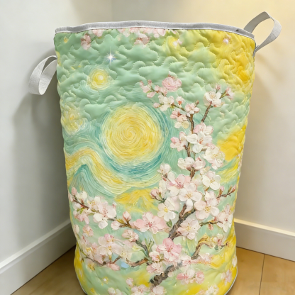 Starry Night & Cherry Blossom Quilted Laundry Basket [Real Shot]66