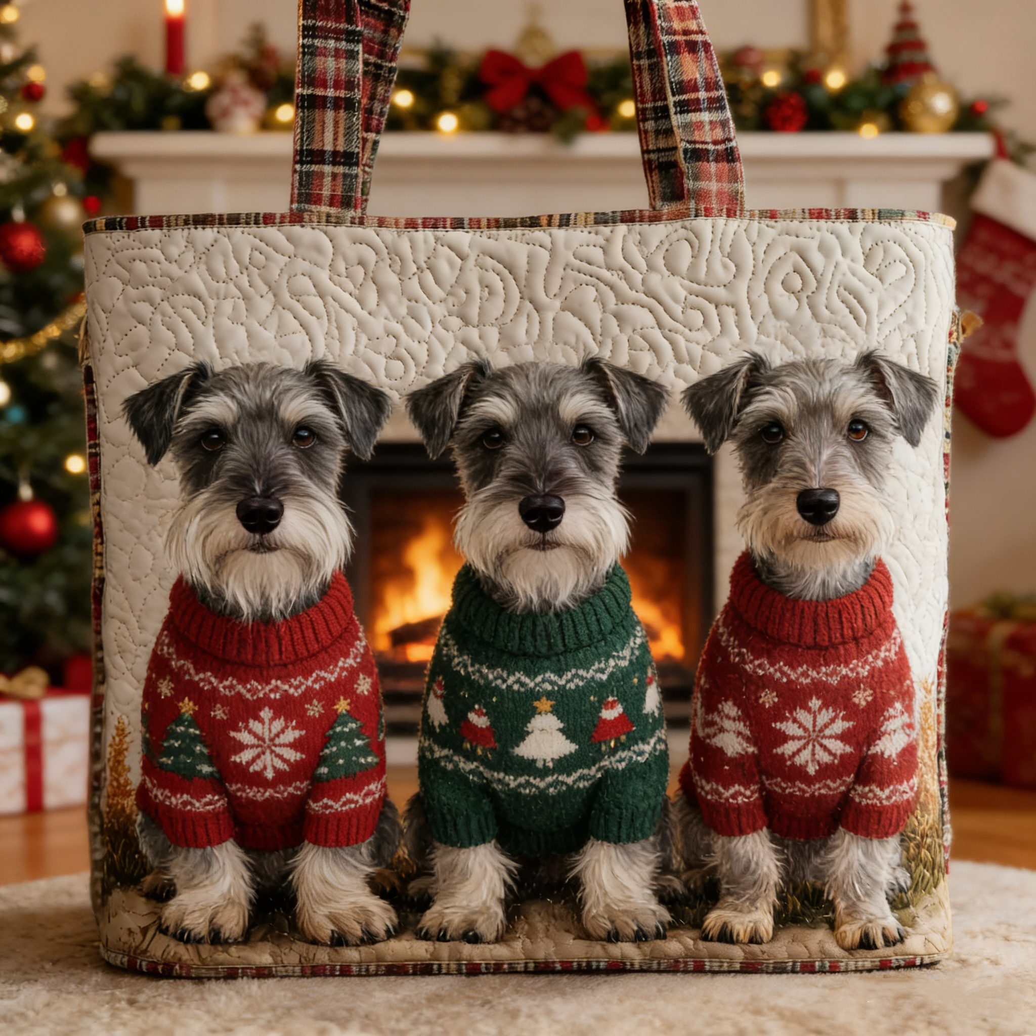 Christmas Schnauzers Quilted Tote Bag HJCM259