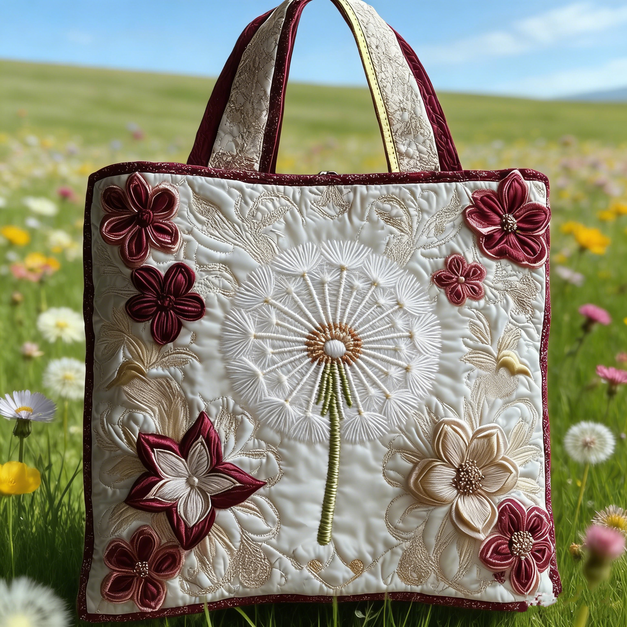 Dandelion & Floral Quilted Tote Bag SVJK964