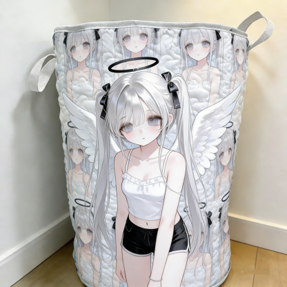 Twin-Tail Girl Angel Anime Quilted Laundry Basket [Real Shot]