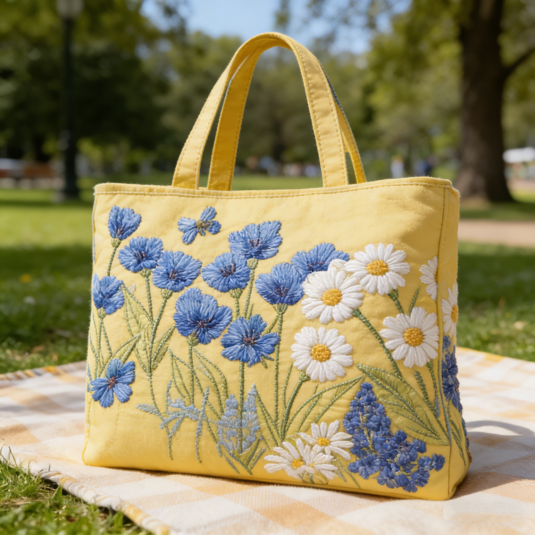 Sunny Wildflower Quilted Tote Bag