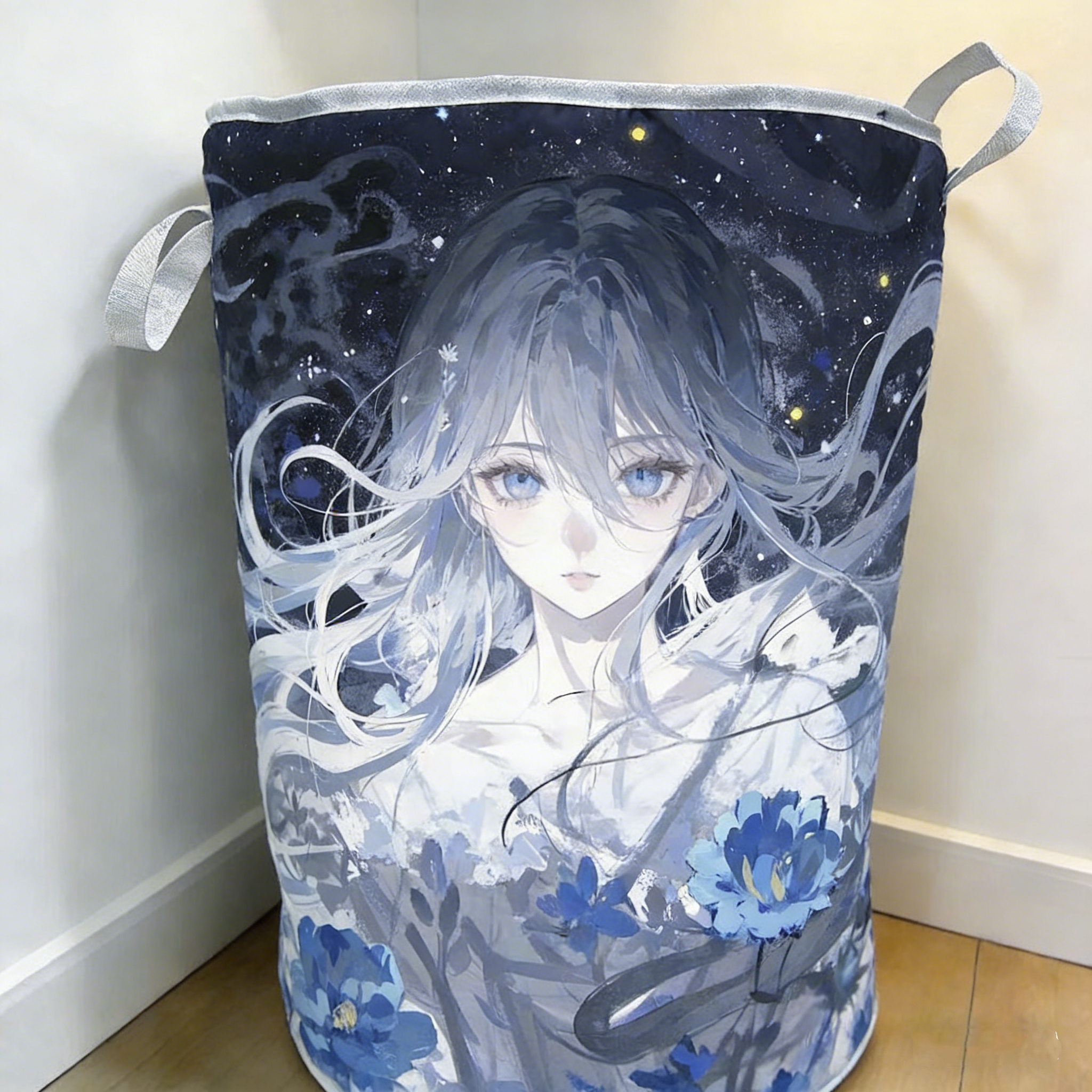 Starry Blue Nymph Anime Quilted Laundry Basket [Real Shot]
