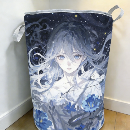 Starry Blue Nymph Anime Quilted Laundry Basket [Real Shot]