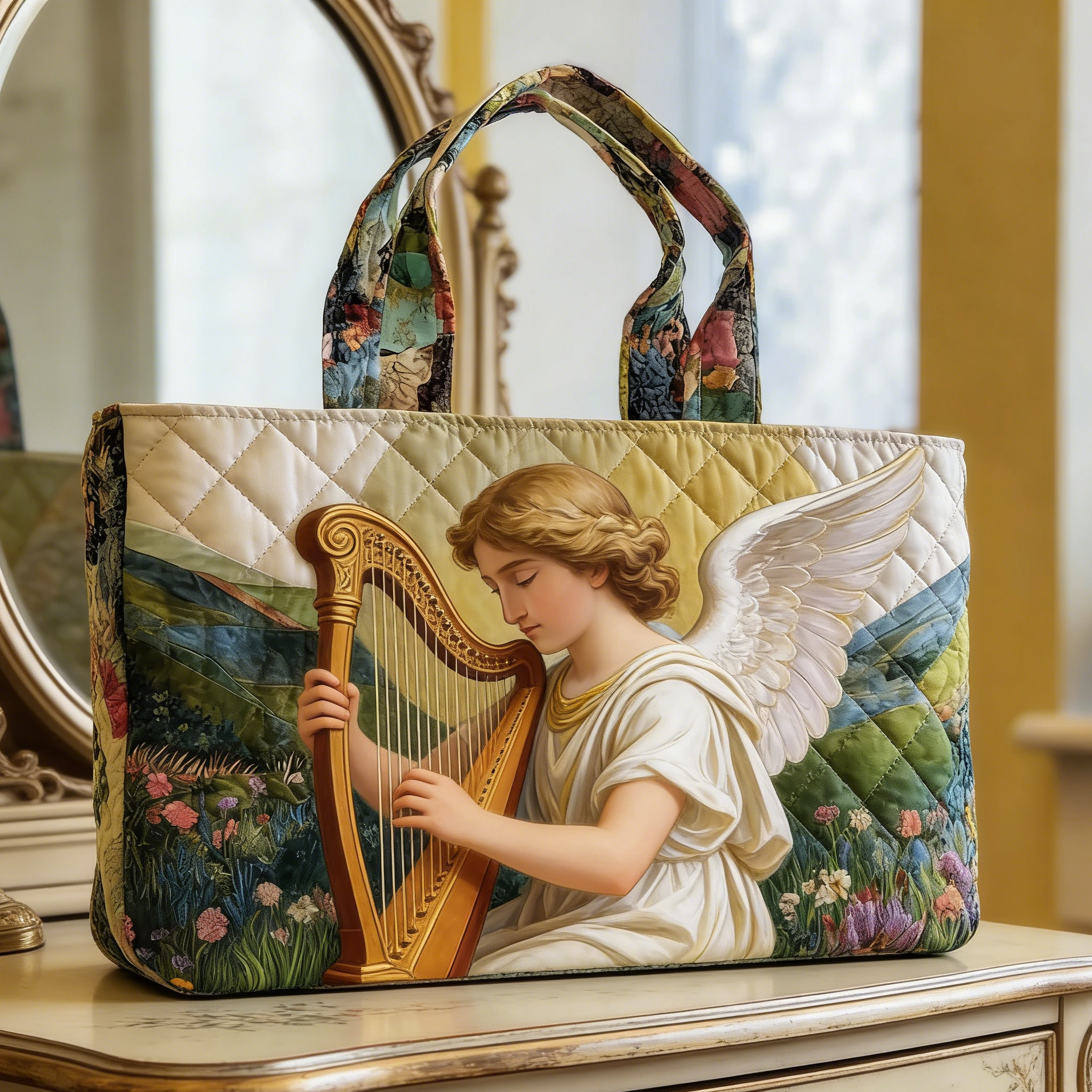 Angel & Harp Quilted Tote Bag BRT618