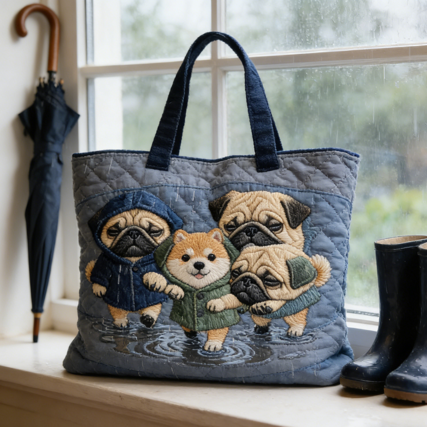 Moonlit Meow QuiltedTote Bag