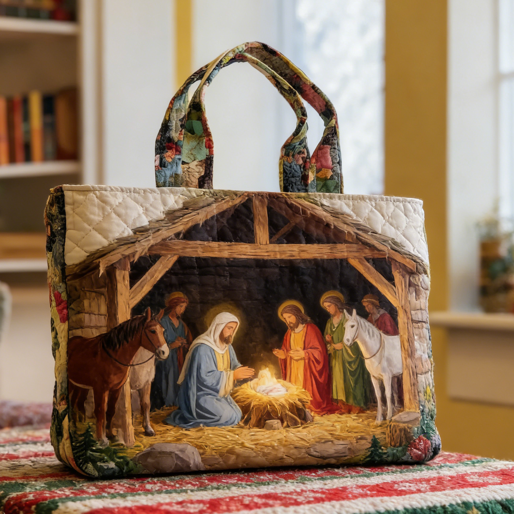 Nativity Scene Quilted Tote Bag JXG157