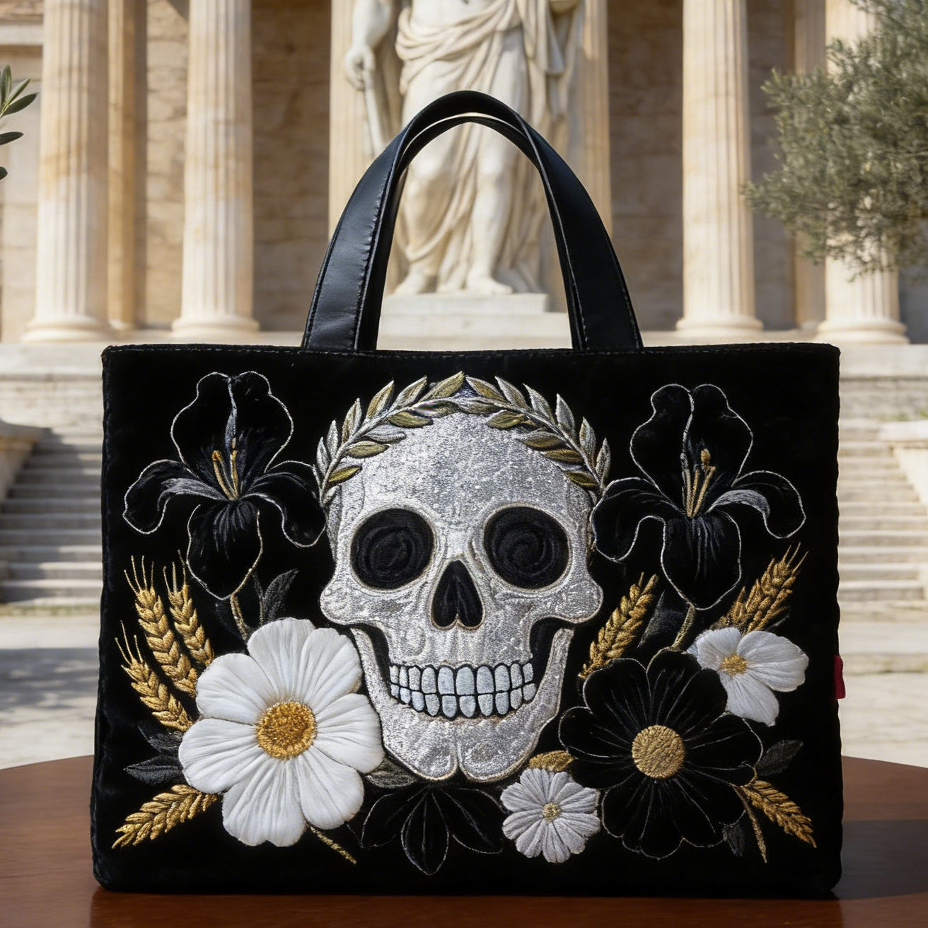 Classical Skull Quilted Tote Bag