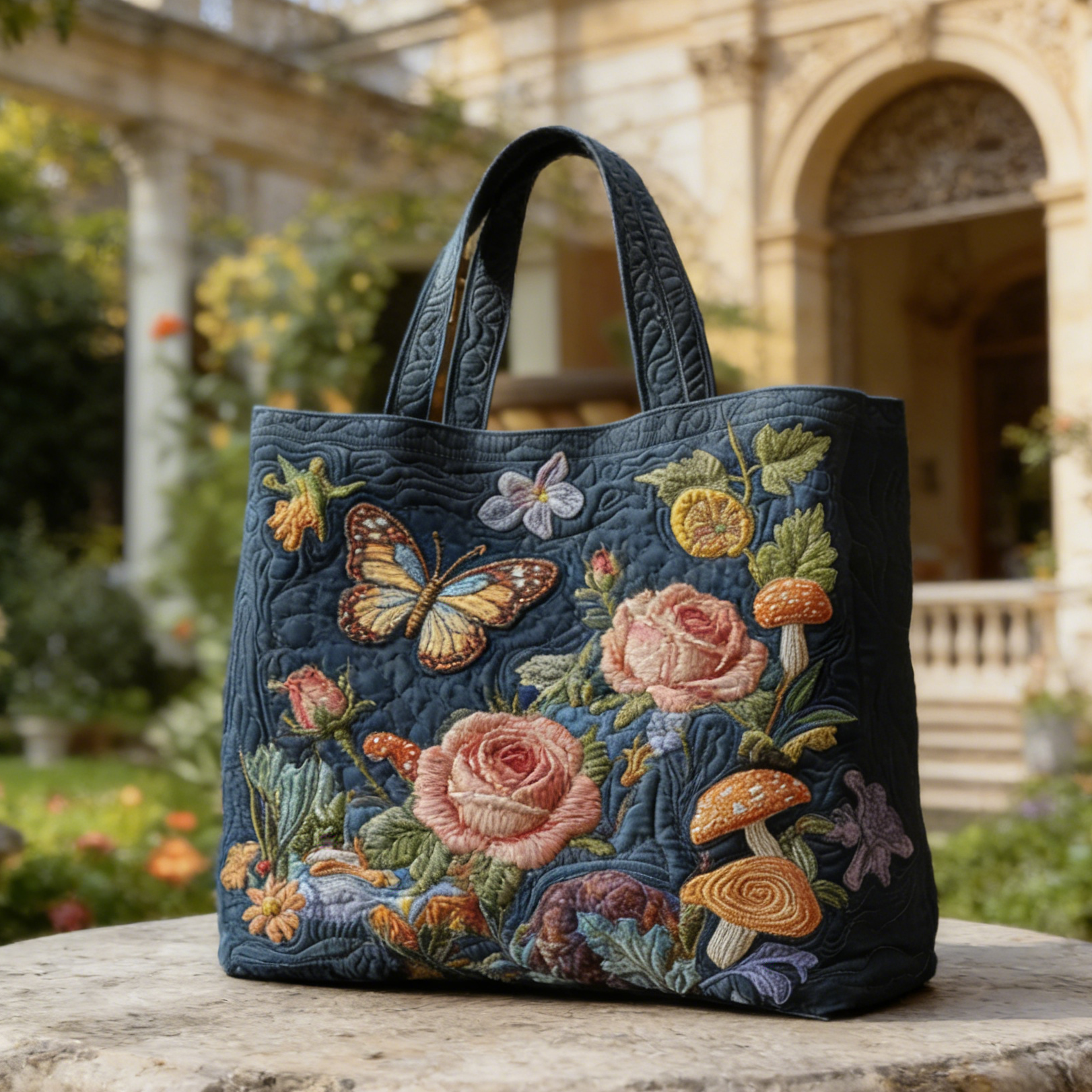 Enchanted Garden Butterfly Quilted Tote Bag CHJ0259