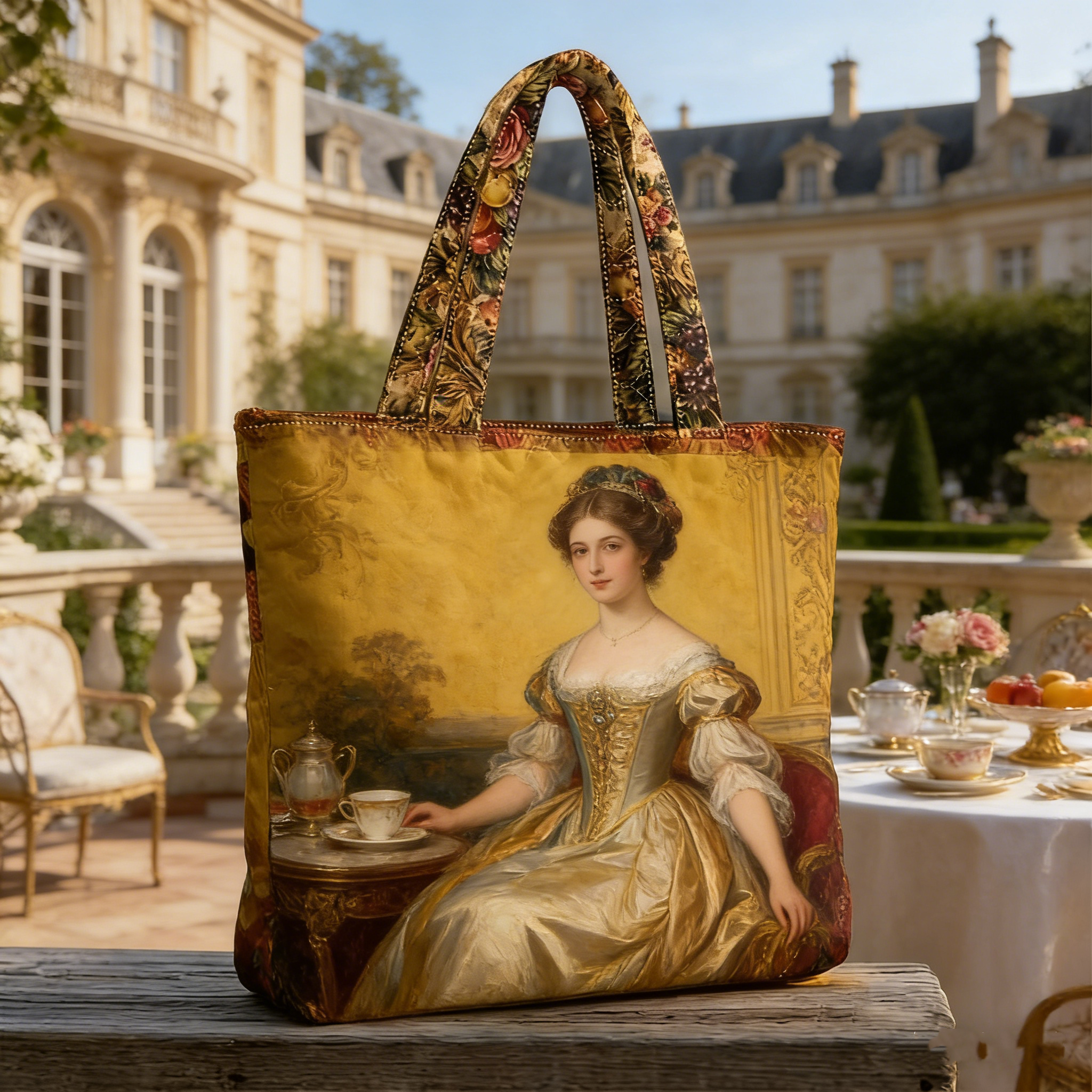 Victorian Lady Oil Painting Quilted Tote Bag DVP376