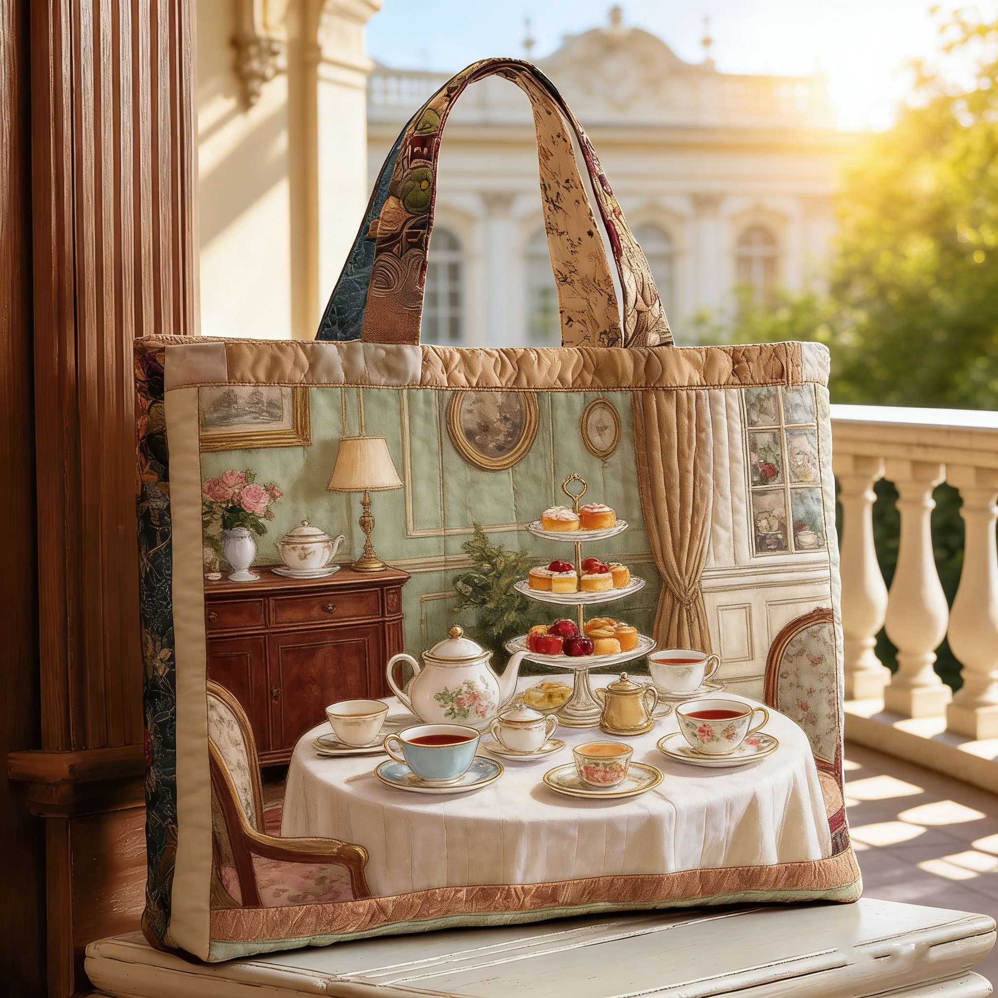 Victorian Afternoon Tea Quilted Tote Bag VAP4175