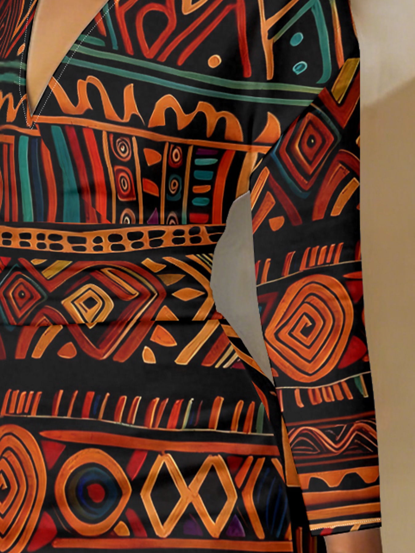 African Tribal V-Neck Bodycon Midi Dress LNT1472