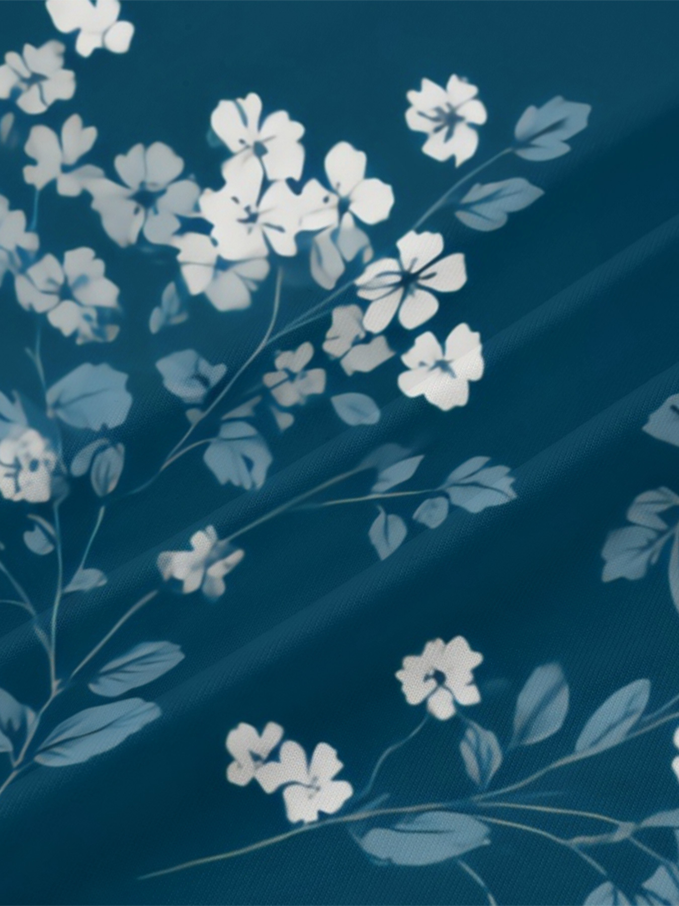 Teal & White Floral V-Neck Bodycon Midi Dress UMG2753