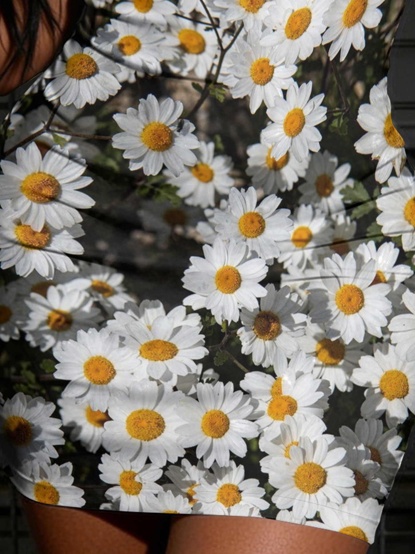Black Daisy U-neckline Bodycon Mini Dress YXUT24132