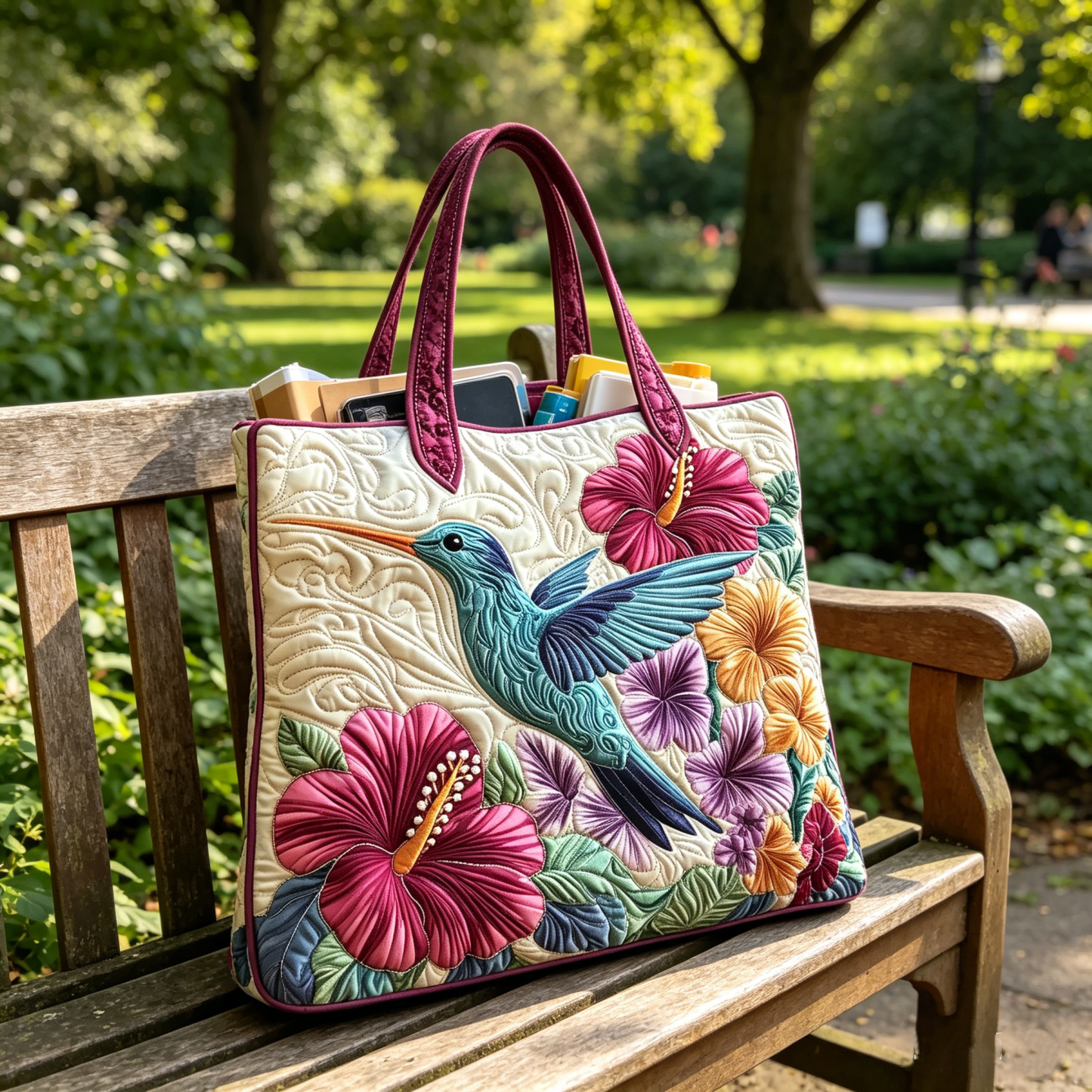 Elegance Hummingbird Quilted Tote Bag GFTOHD7924