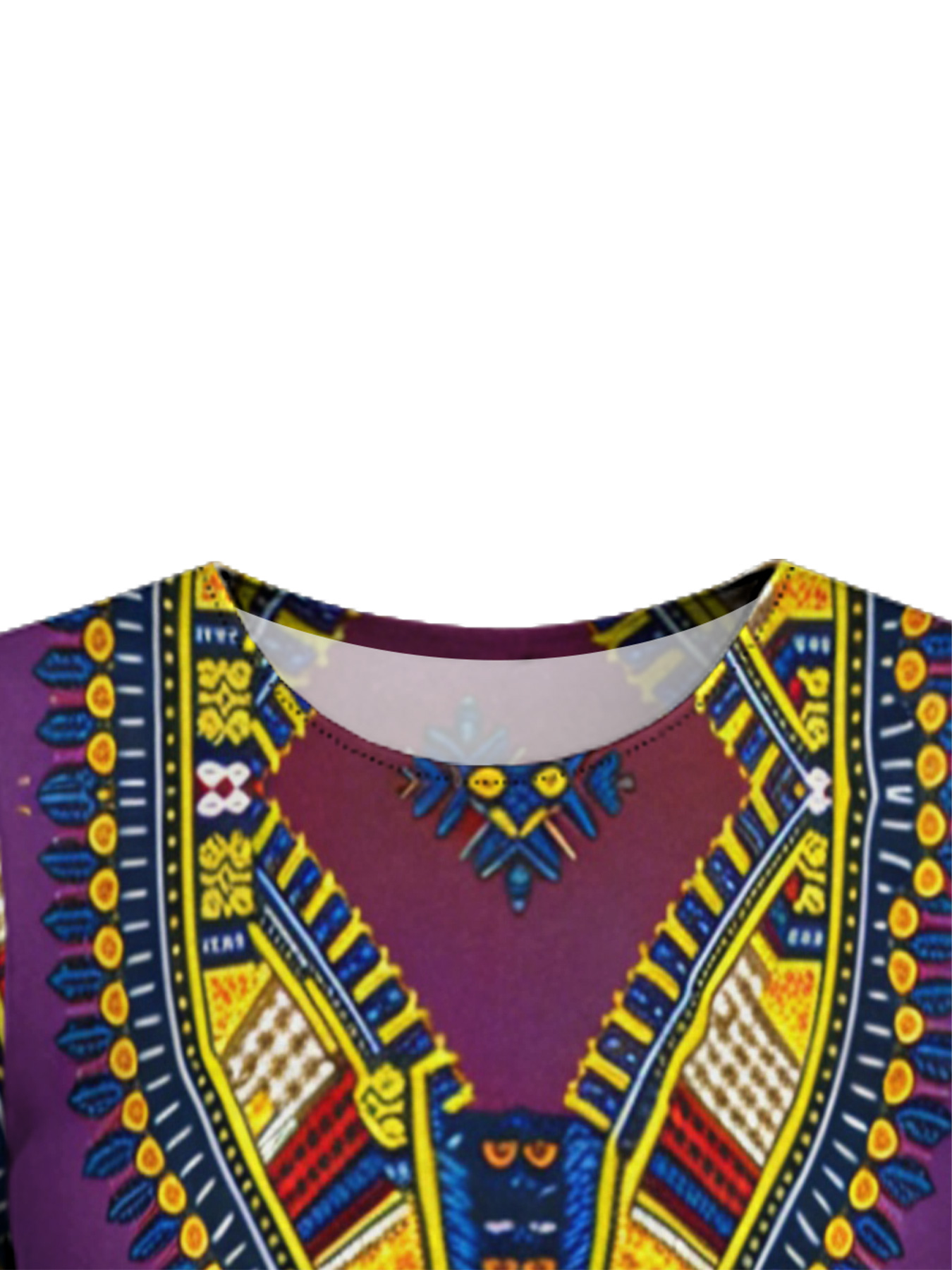 Purple Dashiki Print Bell Flare Sleeve Bodycon Midi Dress
