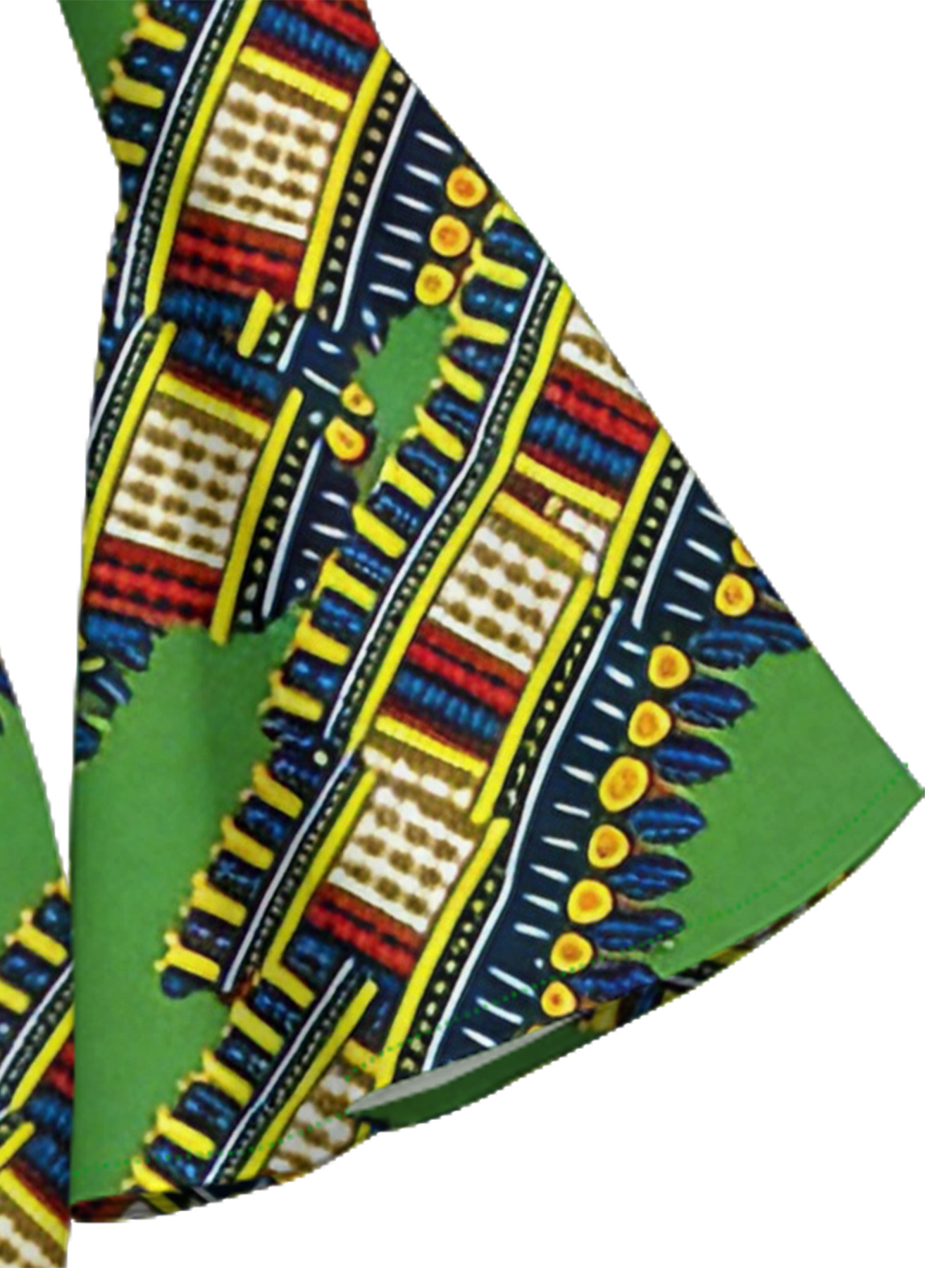 Green Dashiki Print Bell Flare Sleeve Bodycon Midi Dress