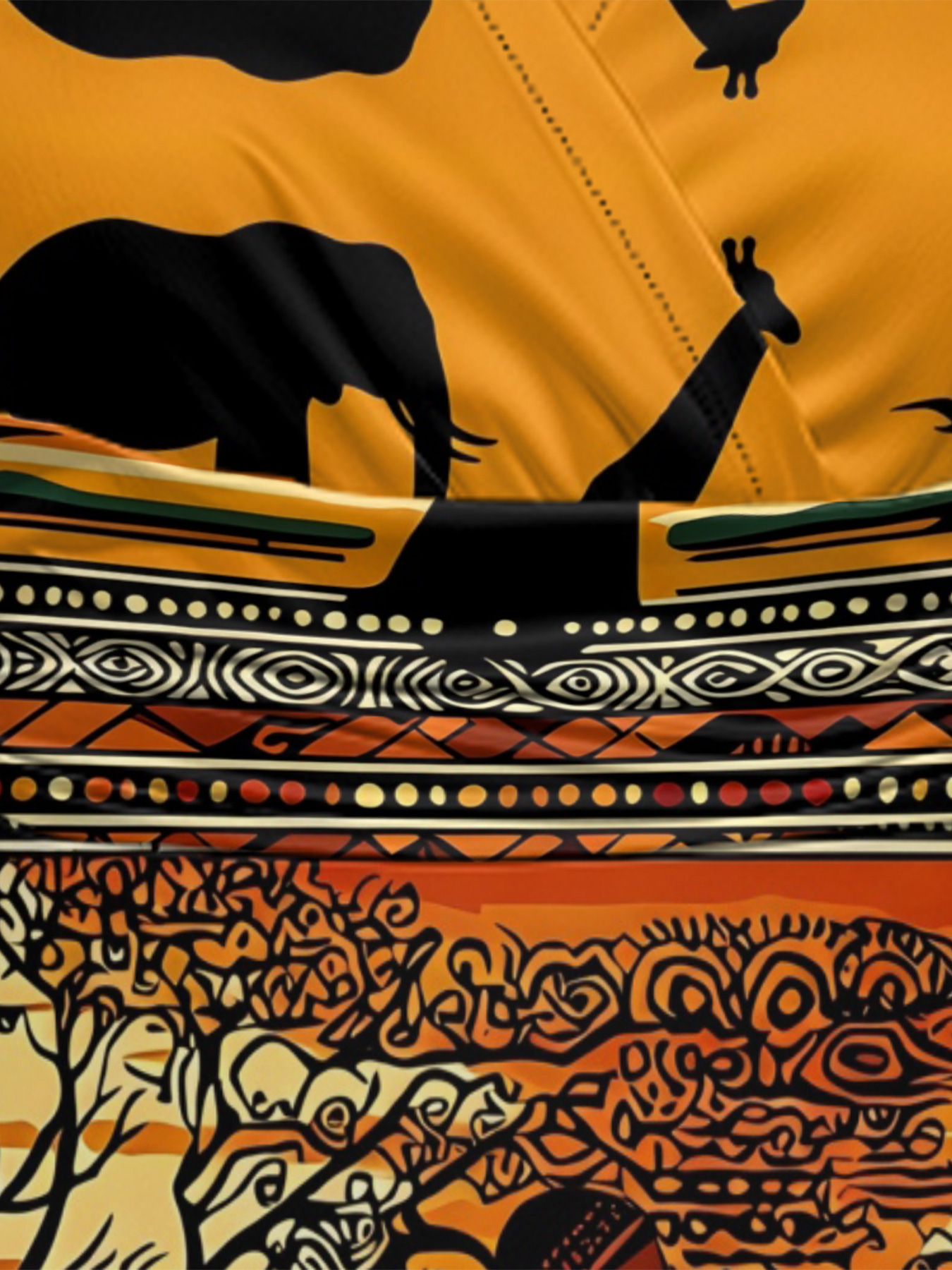 African Savannah Sunset Cap Sleeve V-Neck Midi Dress YUN345