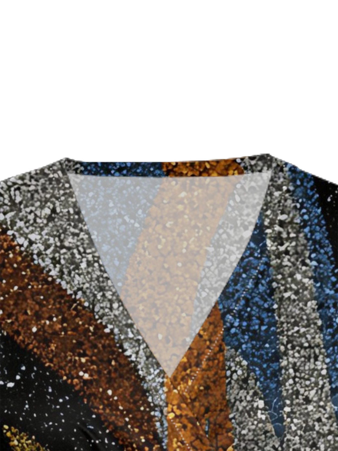 Multicolor Glitter Stripe Cap Sleeve V-Neck Midi Dress IJG7685