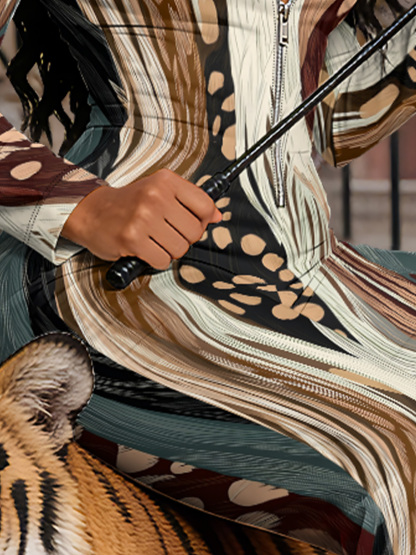 Safari Stripe & Spot Long Sleeve Zip-Up Jumpsuit RST403