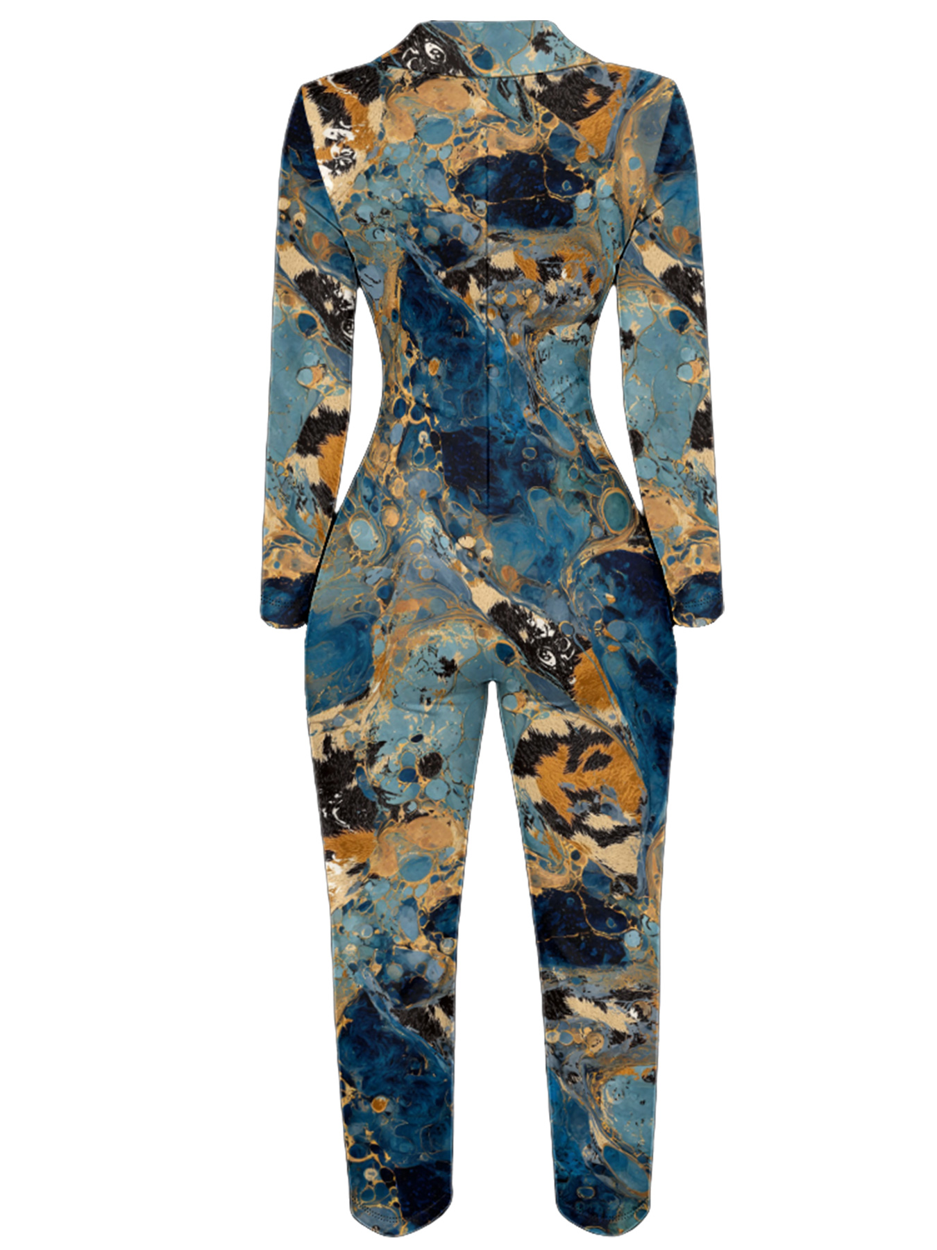 Marble & Leopard Long Sleeve Zip-Up Jumpsuit TUV832