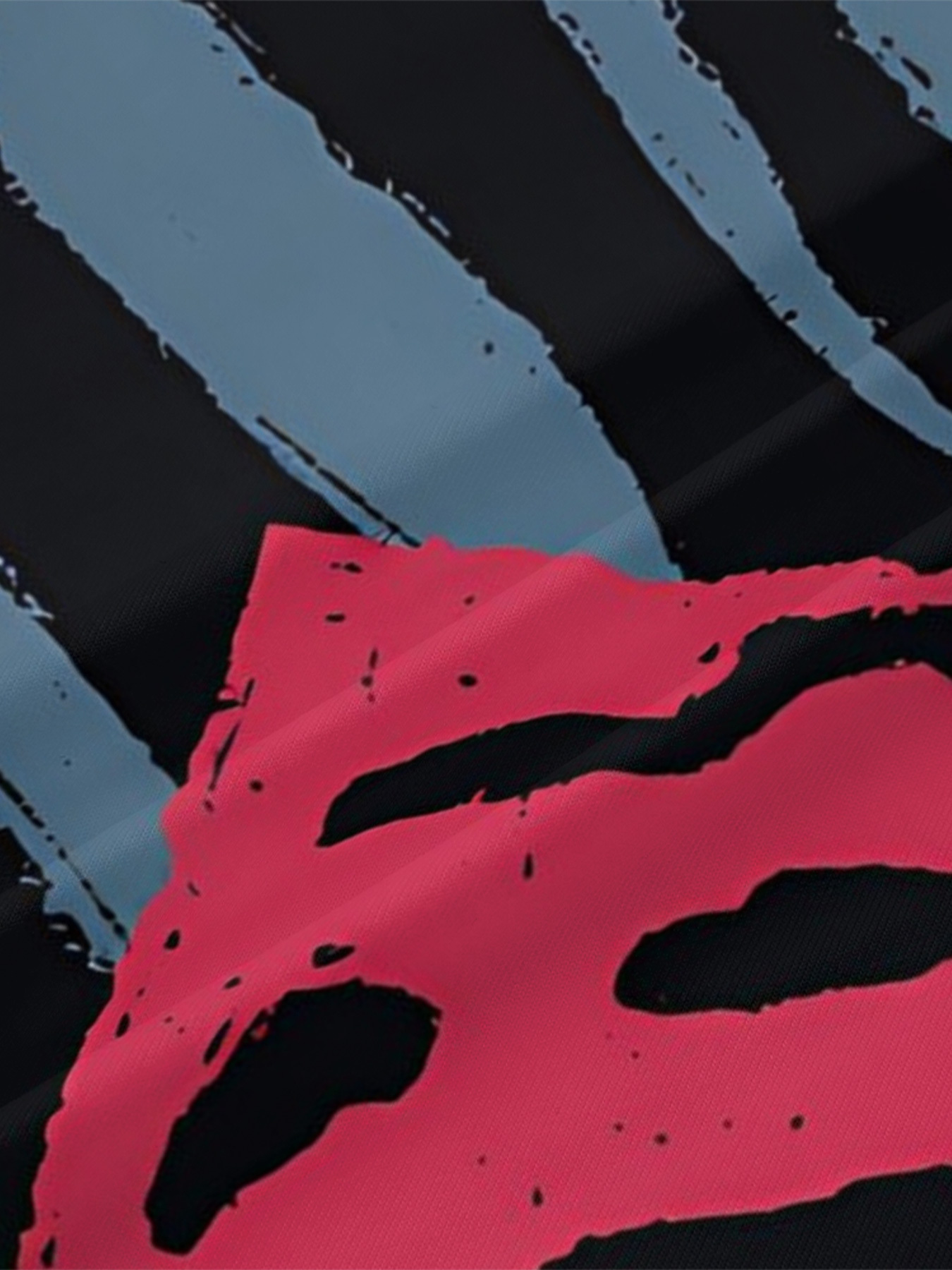 Blue Pink Abstract Brushstroke V-Neck Bodycon Midi Dress 