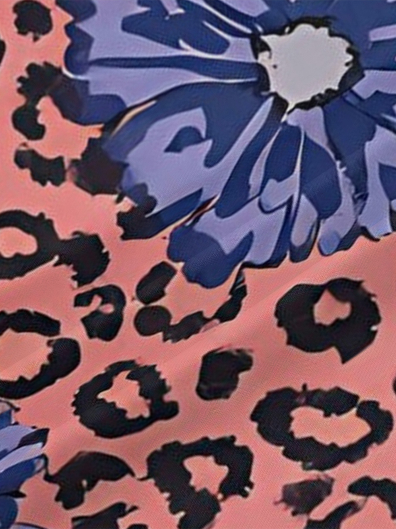 Pink Leopard Purple Floral V-Neck Bodycon Midi Dress DEH921