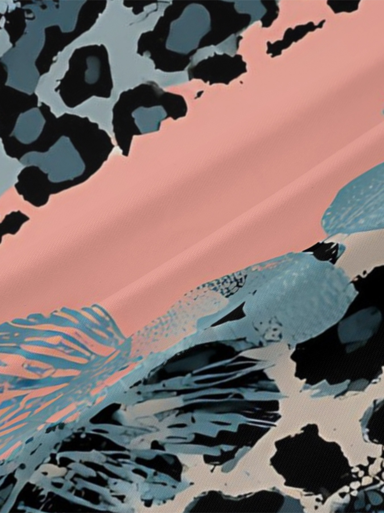 Pink Leopard Blue V-Neck Bodycon Midi Dress EGH750