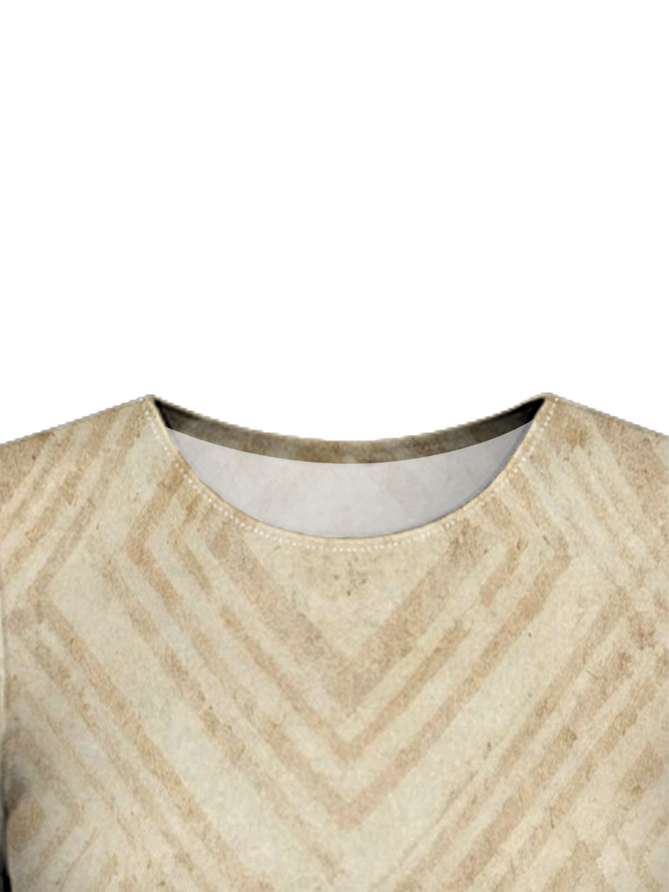 Beige Chevron Floral Flare Sleeve Bodycon Midi Dress FED951