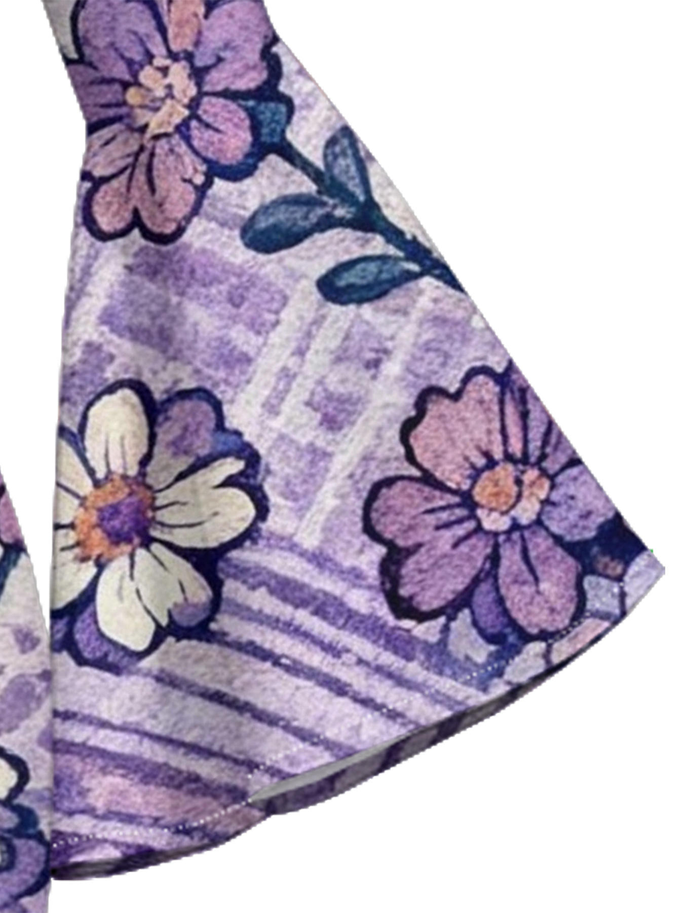 Lavender Swirl Floral Flare Sleeve Bodycon Midi Dress XWU620