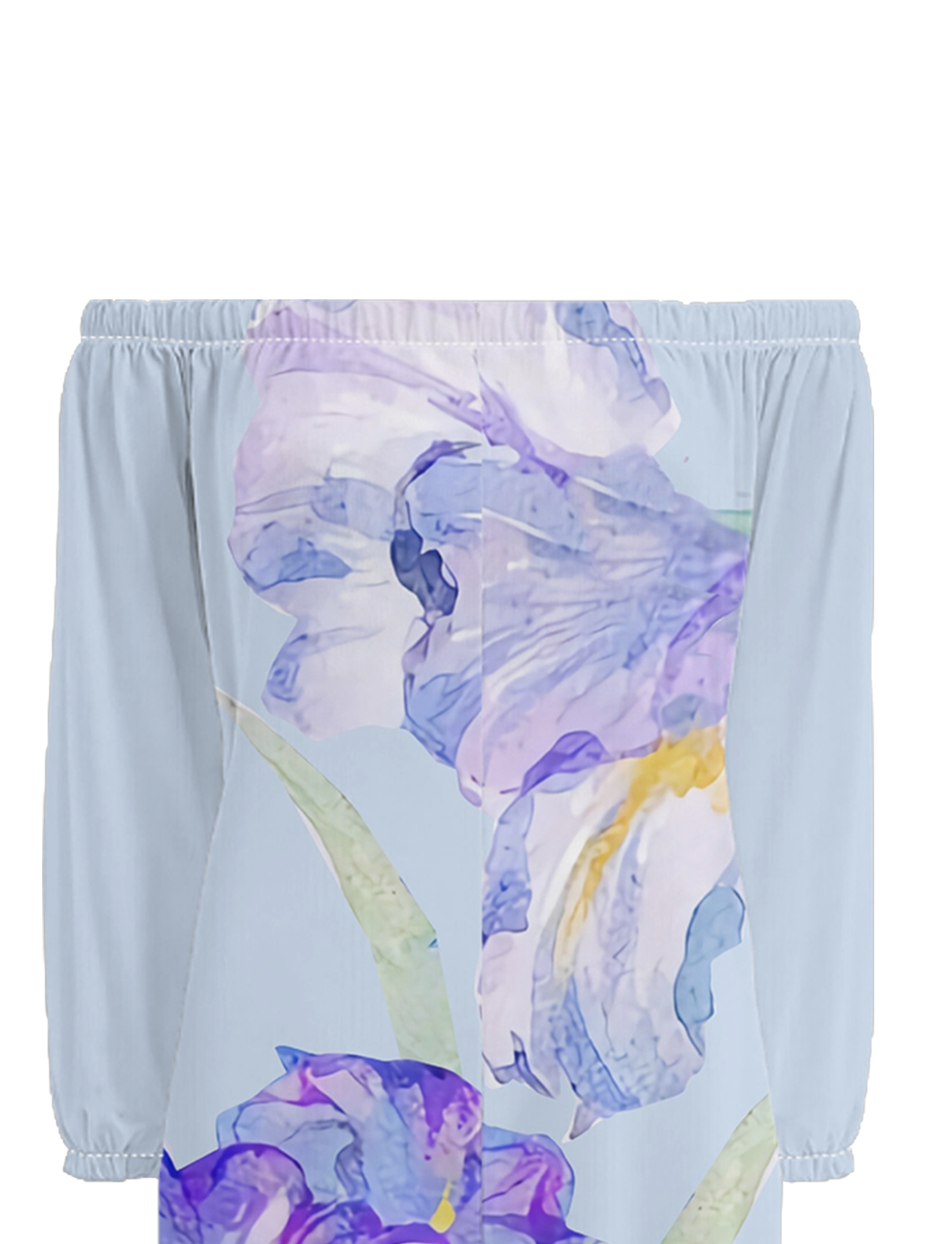 Watercolor Iris Off-Shoulder Jumpsuit