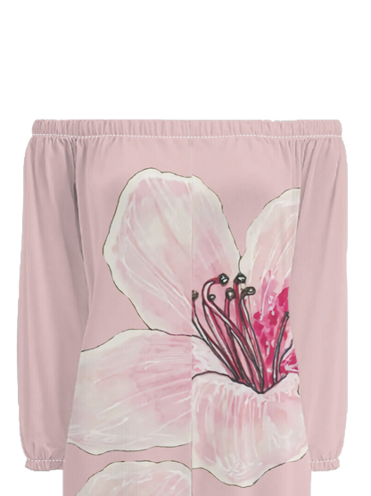 Blush Pink Floral Off-Shoulder Jumpsuit