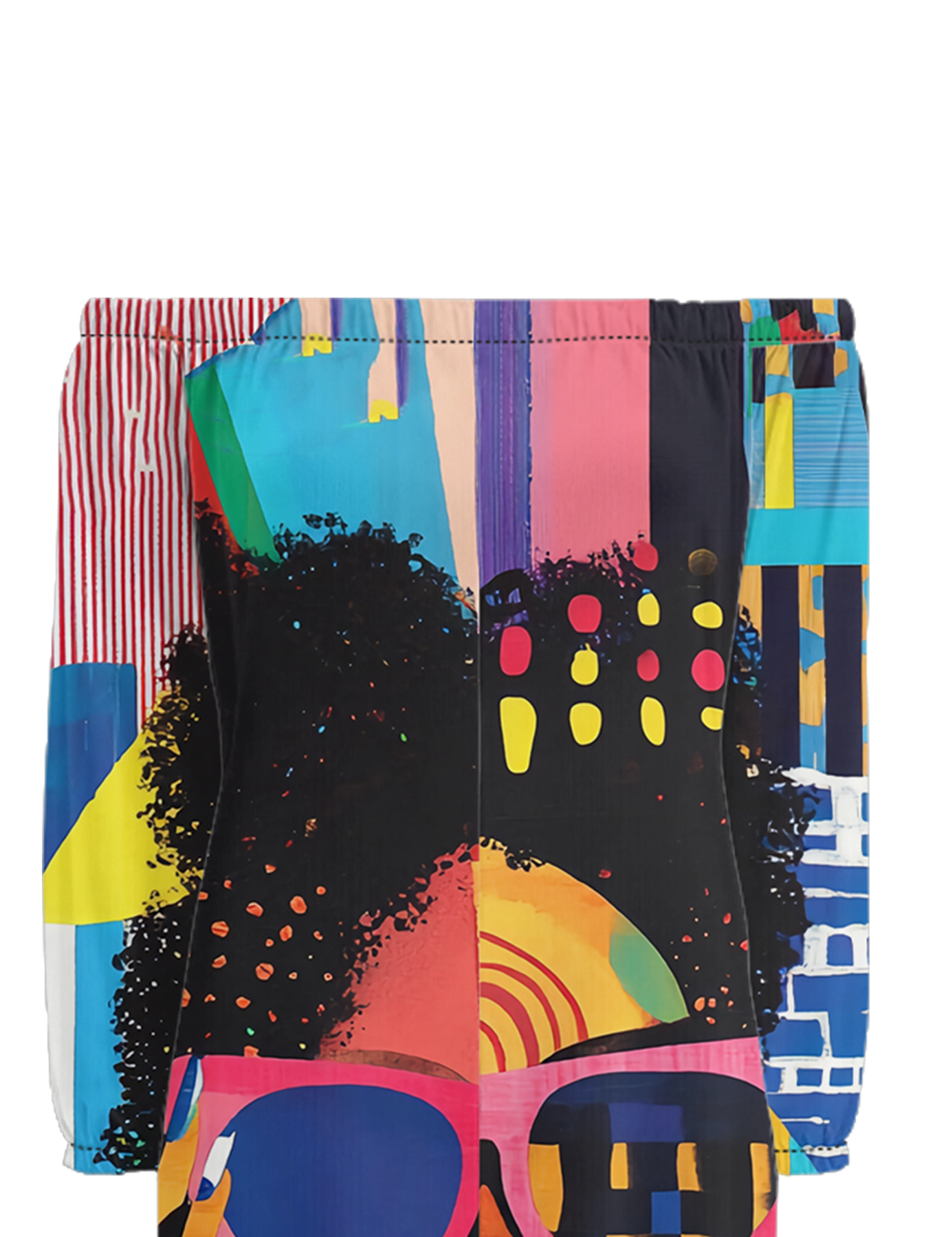 Afro Pop Art Off-Shoulder Jumpsuit