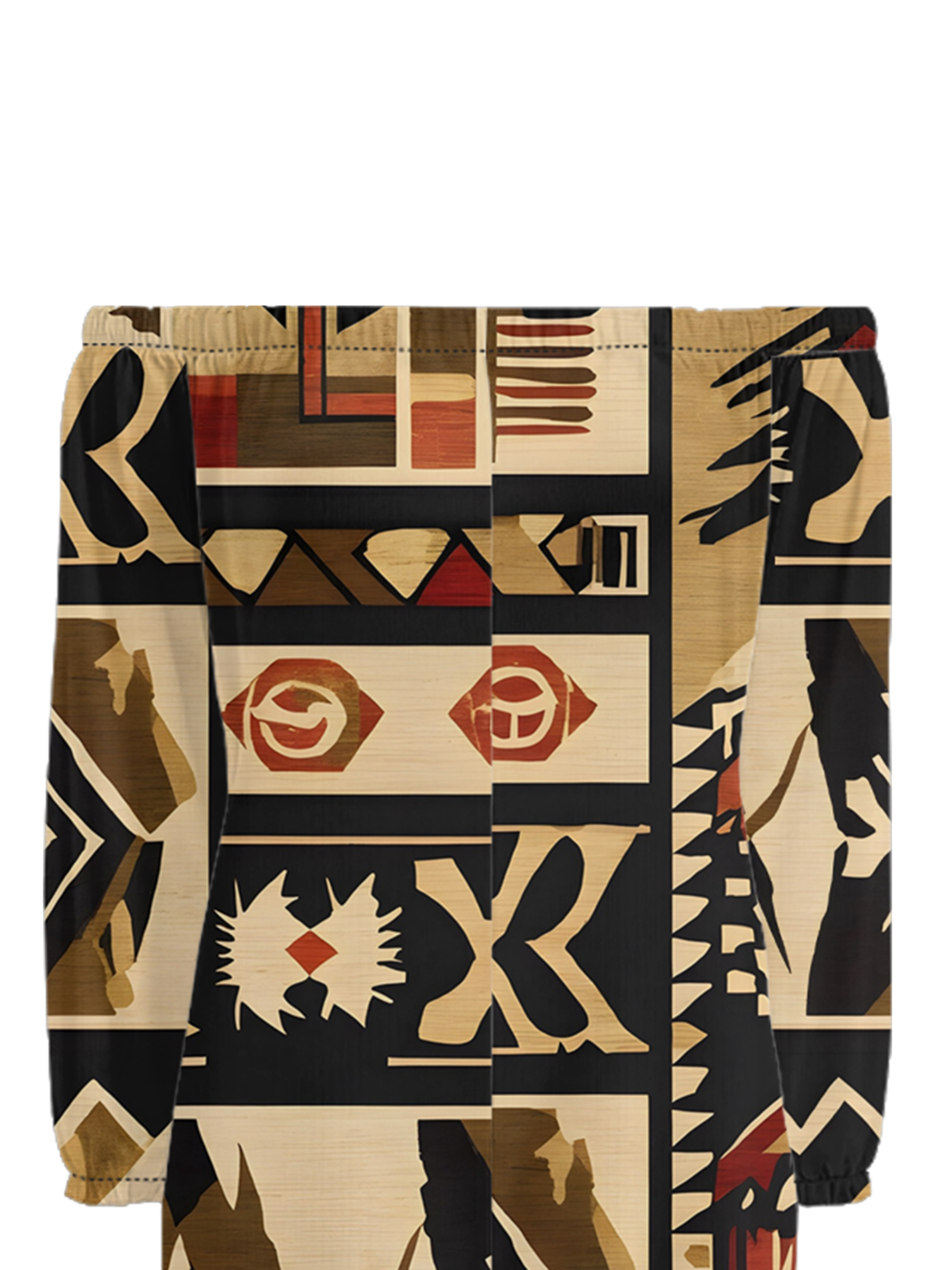 African Bogolan Print Off-Shoulder Jumpsuit