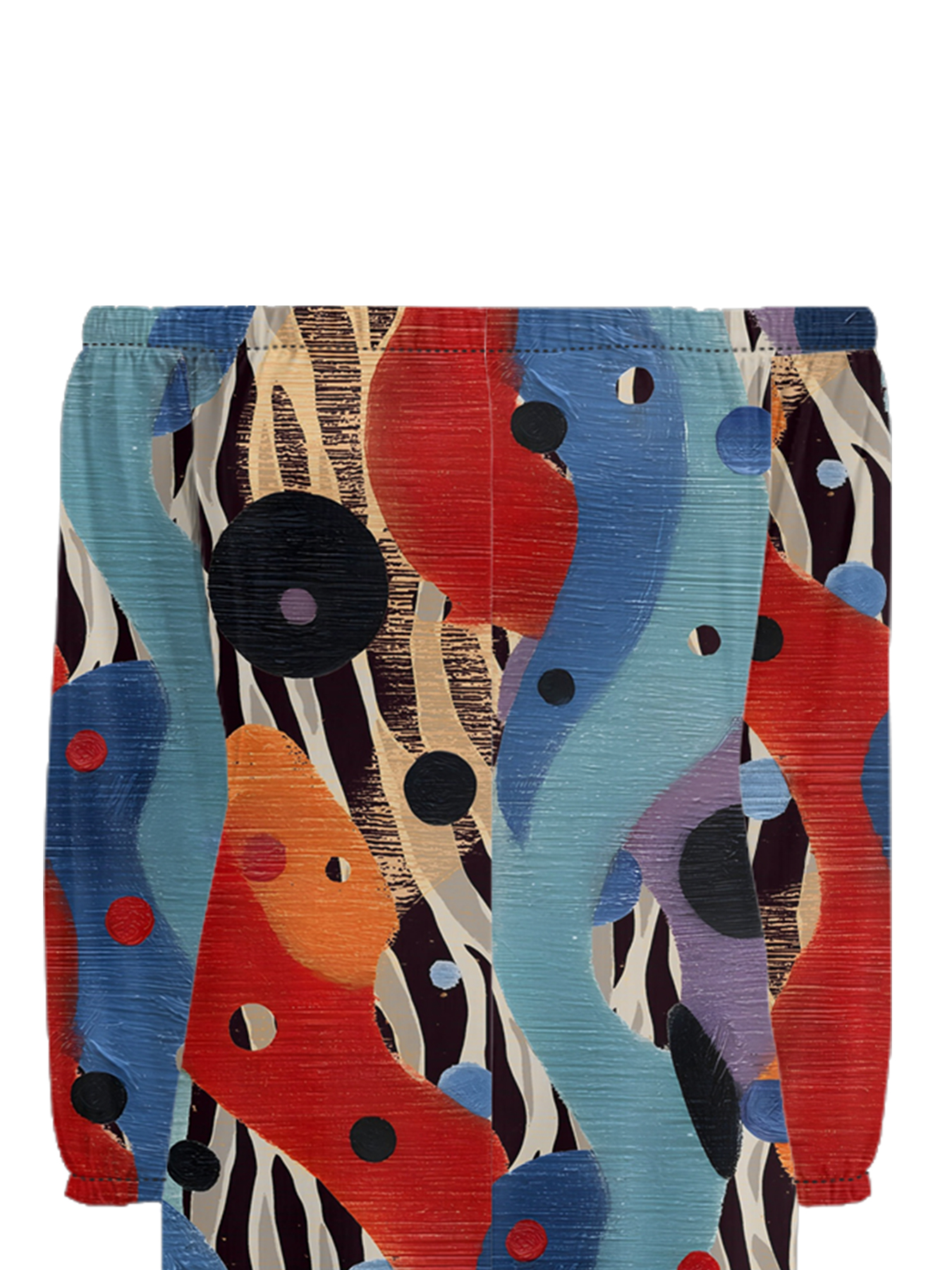 Colorful Abstract Dot & Stripe Off-Shoulder Jumpsuit