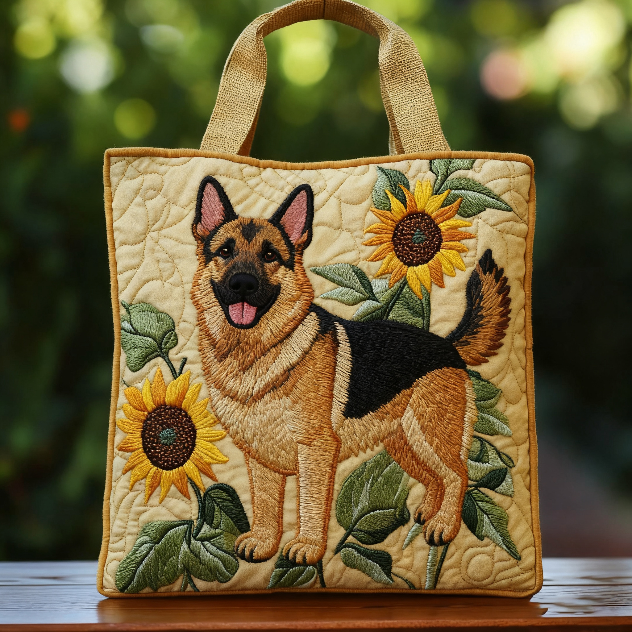 German Shepherd floral print tote bag  Animal print
