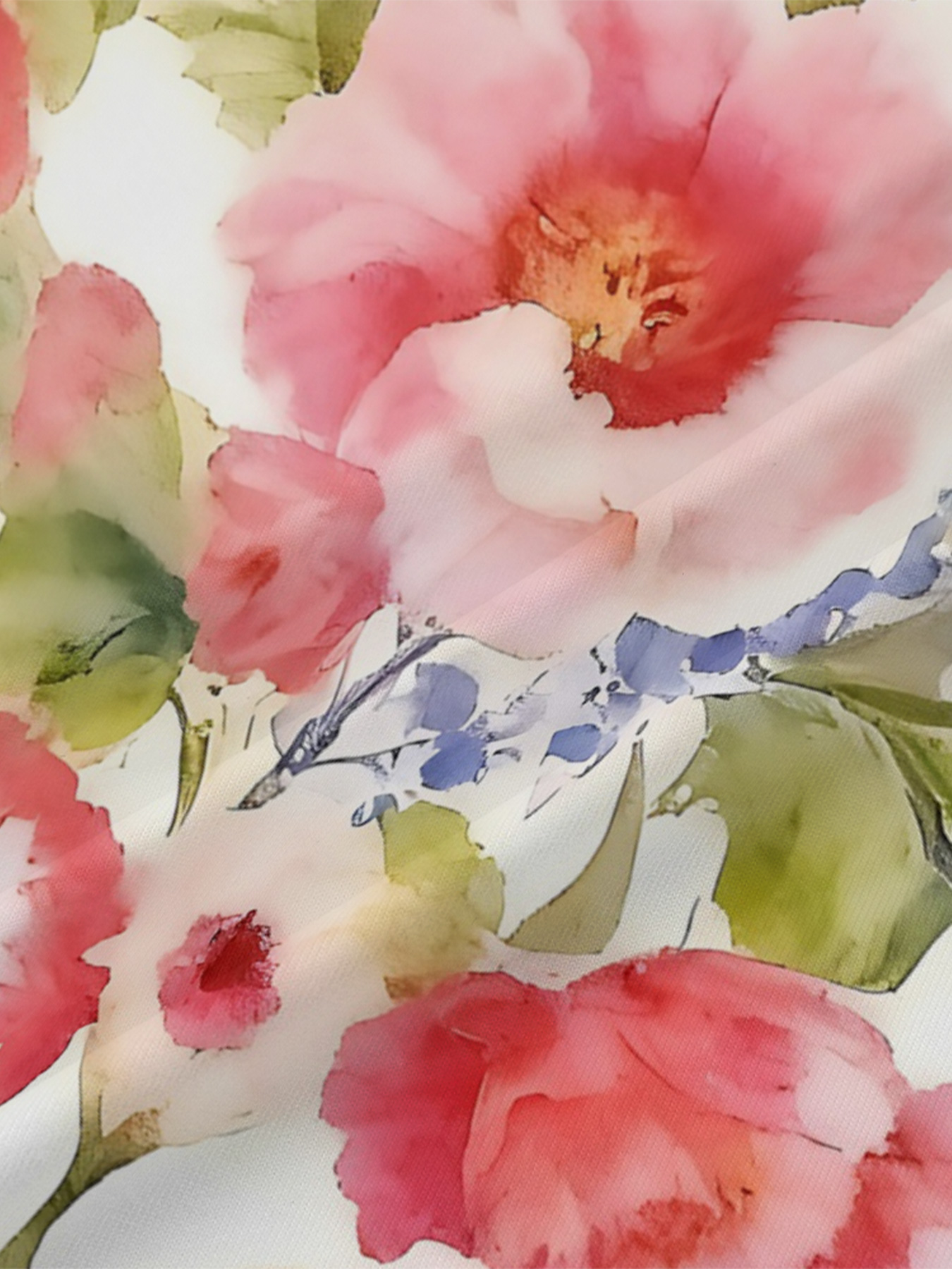 Watercolor Floral V-Neck Bodycon Midi Dress