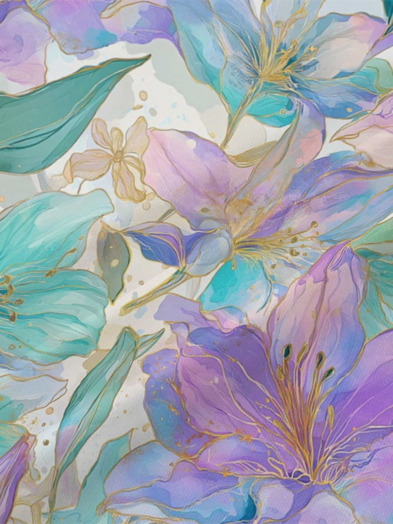 Pastel Lily Watercolor V-Neck Bodycon Midi Dress