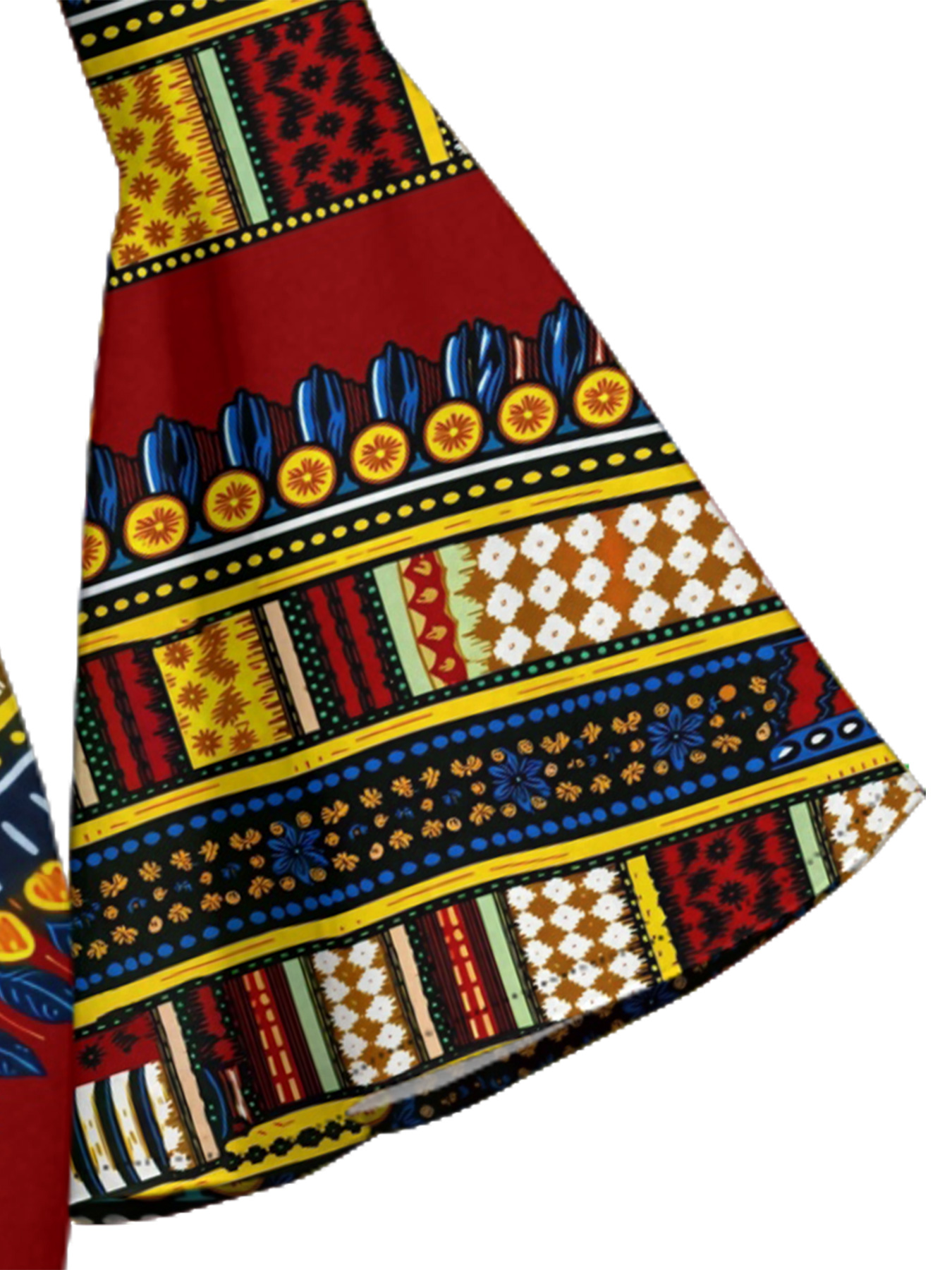 Red Dashiki Flare Sleeve Bodycon Midi Dress